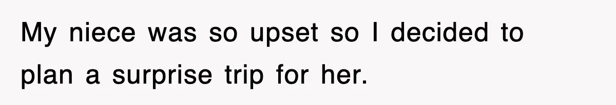 My niece was so upset so I decided to plan a surprise trip for her.