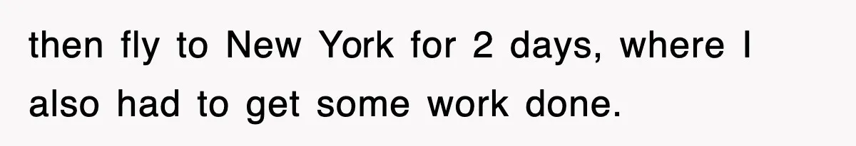 then fly to New York for 2 days, where I also had to get some work done.