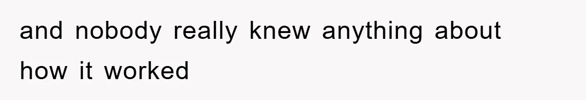 and nobody really knew anything about how it worked