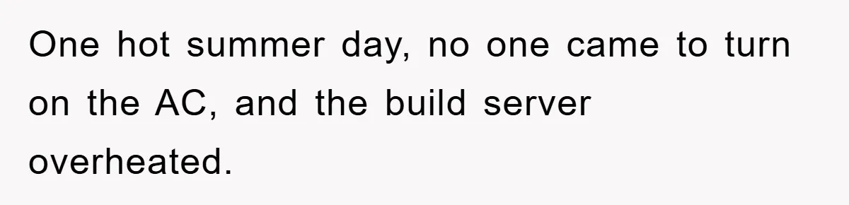 One hot summer day, no one came to turn on the AC, and the build server overheated.