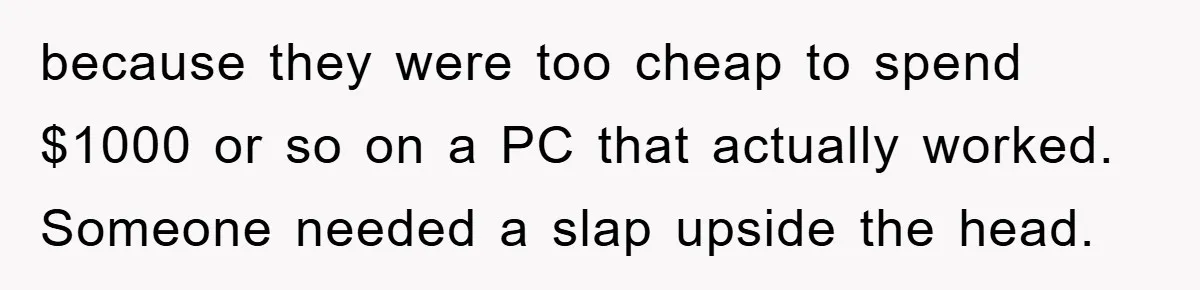 because they were too cheap to spend $1000 or so on a PC that actually worked. Someone needed a slap upside the head.