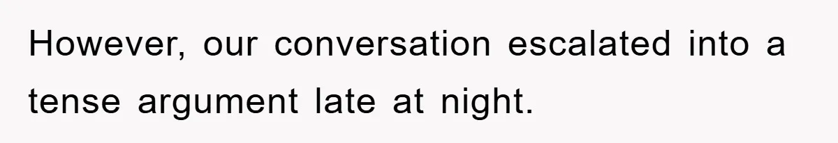 However, our conversation escalated into a tense argument late at night.