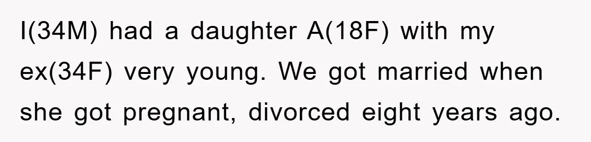 I(34M) had a daughter A(18F) with my ex(34F) very young. We got married when she got pregnant, divorced eight years ago.