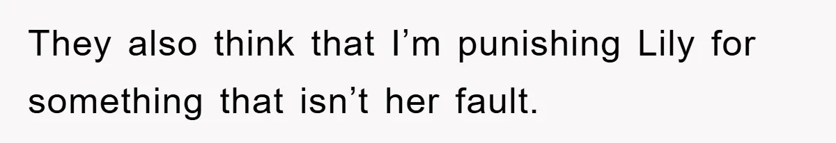 They also think that I’m punishing Lily for something that isn’t her fault.