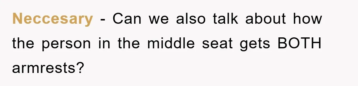 Neccesary − Can we also talk about how the person in the middle seat gets BOTH armrests?