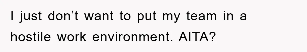 I just don’t want to put my team in a hostile work environment. AITA?