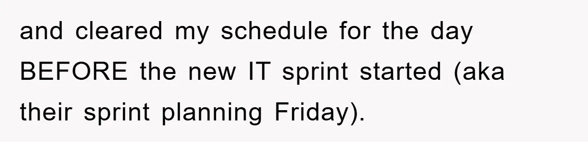 and cleared my schedule for the day BEFORE the new IT sprint started (aka their sprint planning Friday).