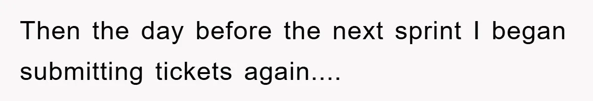 Then the day before the next sprint I began submitting tickets again....