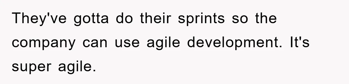 They've gotta do their sprints so the company can use agile development. It's super agile.
