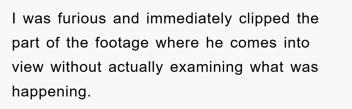 I was furious and immediately clipped the part of the footage where he comes into view without actually examining what was happening.