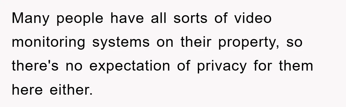 Many people have all sorts of video monitoring systems on their property, so there's no expectation of privacy for them here either.