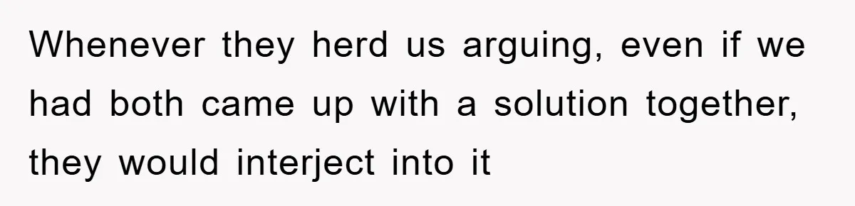 Whenever they herd us arguing, even if we had both came up with a solution together, they would interject into it