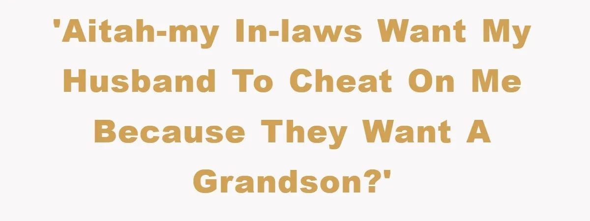 'AITAH-My in-laws want my husband to cheat on me because they want a grandson?'