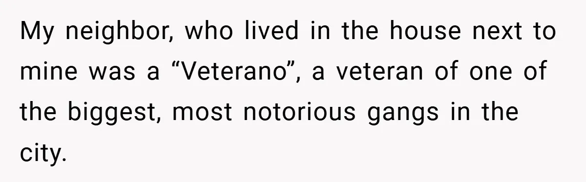 Gangster Steals Kid’s Earnings, Then Walks Into A Trap That Costs Him Big My neighbor, who lived in the house next to mine was a “Veterano”, a veteran of one of the biggest, most notorious gangs in the city.