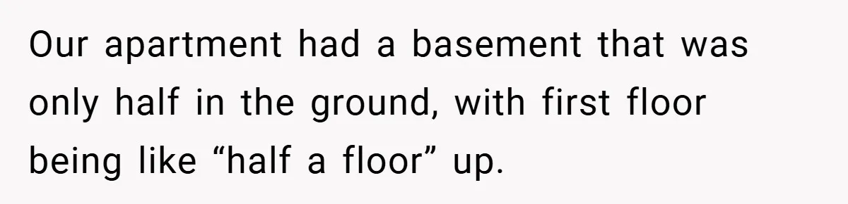 Gangster Steals Kid’s Earnings, Then Walks Into A Trap That Costs Him Big Our apartment had a basement that was only half in the ground, with first floor being like “half a floor” up.