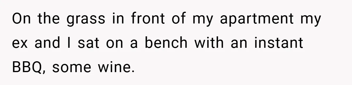 Gangster Steals Kid’s Earnings, Then Walks Into A Trap That Costs Him Big On the grass in front of my apartment my ex and I sat on a bench with an instant BBQ, some wine.