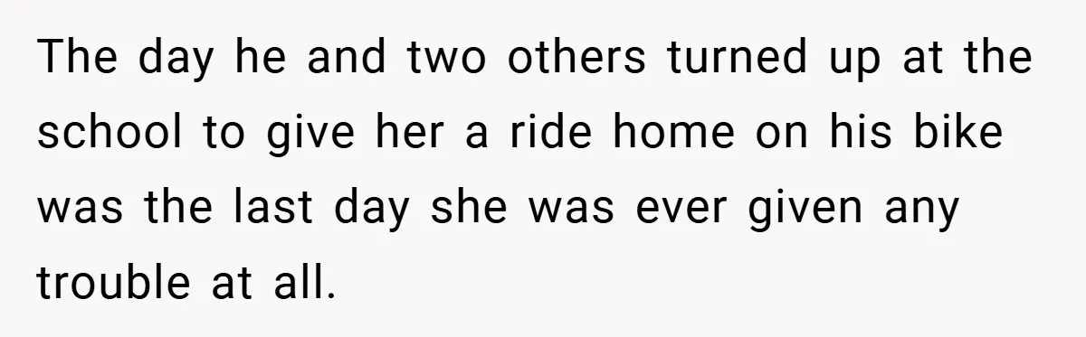 Gangster Steals Kid’s Earnings, Then Walks Into A Trap That Costs Him Big The day he and two others turned up at the school to give her a ride home on his bike was the last day she was ever given any trouble...