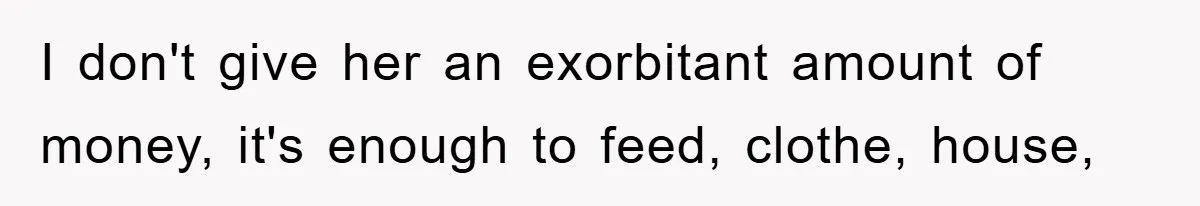 I don't give her an exorbitant amount of money, it's enough to feed, clothe, house,