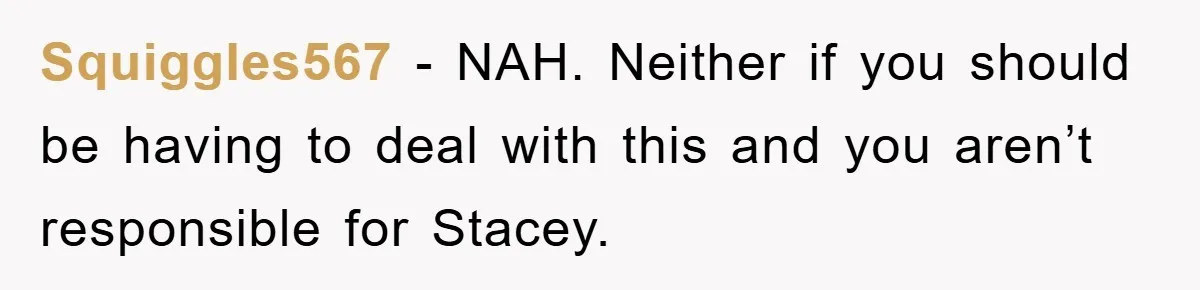 Mom Arrested, Dad Deployed Abroad, 17-Year-Old Daughter Abandons Home, Robbers Steal Everything, Stepsister Explodes In Fury Squiggles567 − NAH. Neither if you should be having to deal with this and you aren’t responsible for Stacey.