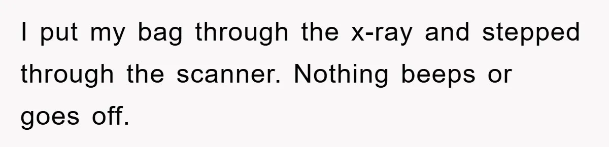 I put my bag through the x-ray and stepped through the scanner. Nothing beeps or goes off.