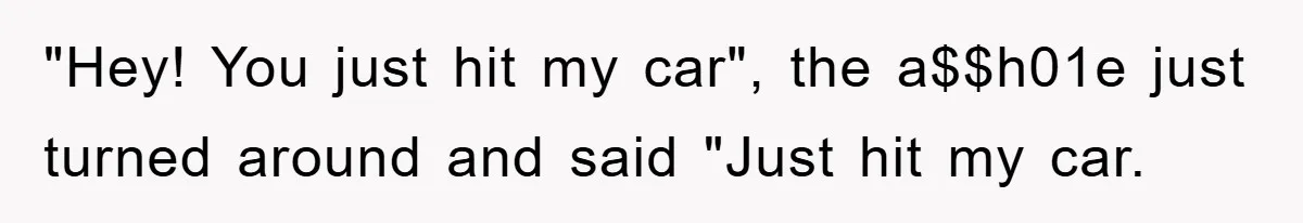 "Hey! You just hit my car", the a$$h01e just turned around and said "Just hit my car.
