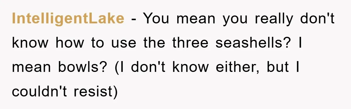 IntelligentLake - You mean you really don't know how to use the three seashells? I mean bowls? (I don't know either, but I couldn't resist)