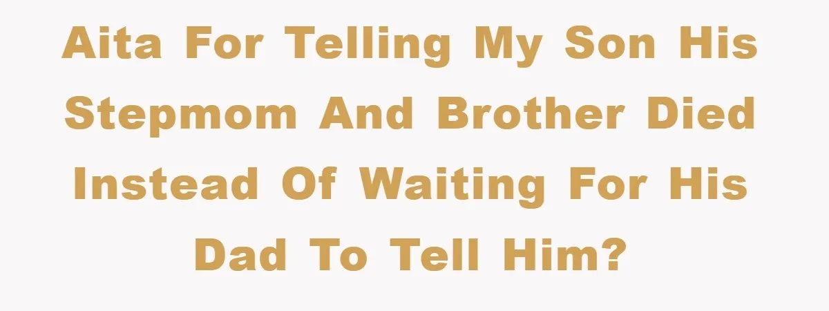 AITA for telling my son his stepmom and brother died instead of waiting for his dad to tell him?