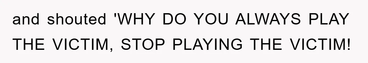 and shouted 'WHY DO YOU ALWAYS PLAY THE VICTIM, STOP PLAYING THE VICTIM!