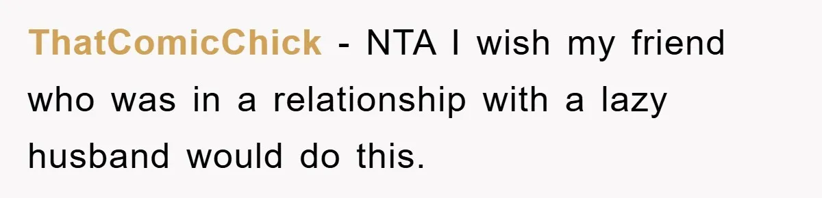 Wife Drives Husband to Financial Rock Bottom After He Refuses to Do Chores ThatComicChick - NTA I wish my friend who was in a relationship with a lazy husband would do this.