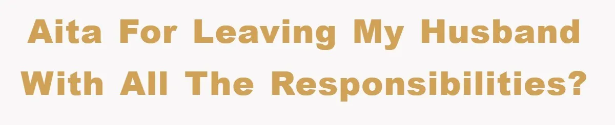 Wife Drives Husband to Financial Rock Bottom After He Refuses to Do Chores AITA for leaving my husband with all the responsibilities?