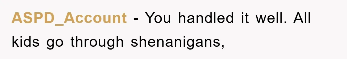ASPD_Account − You handled it well. All kids go through shenanigans,