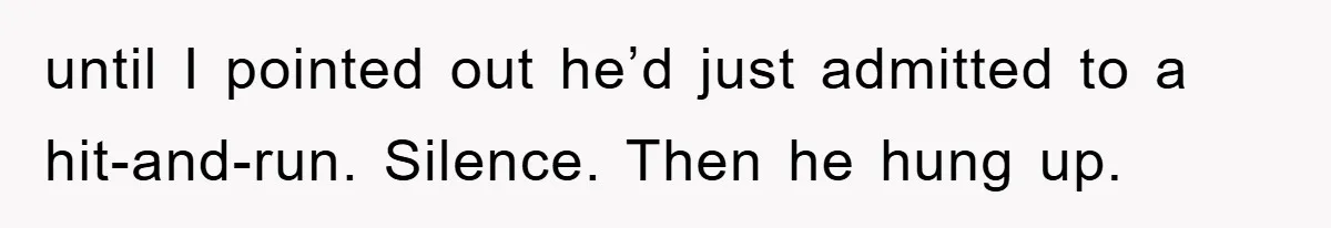 until I pointed out he’d just admitted to a hit-and-run. Silence. Then he hung up.