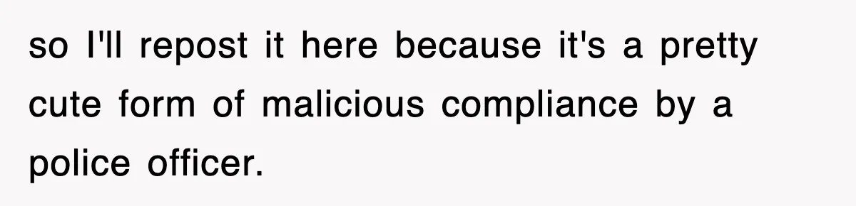 Physicist Tries Outsmarting A Cop With Science, The Cop Had The Perfect Reply so I'll repost it here because it's a pretty cute form of malicious compliance by a police officer.