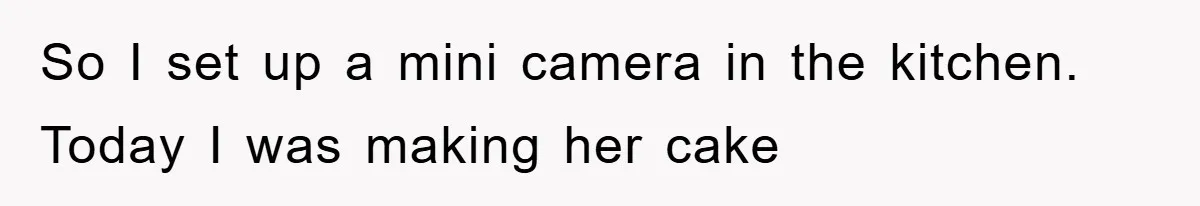 So I set up a mini camera in the kitchen. Today I was making her cake