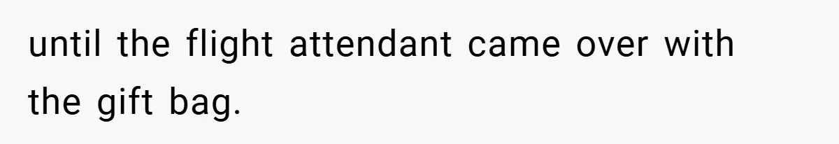 until the flight attendant came over with the gift bag.
