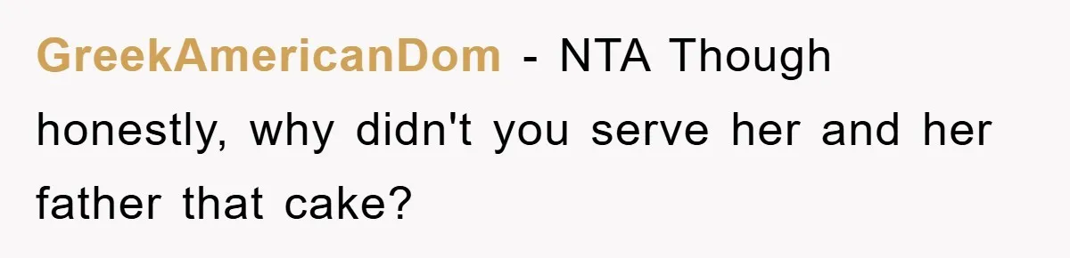 GreekAmericanDom − NTA Though honestly, why didn't you serve her and her father that cake?