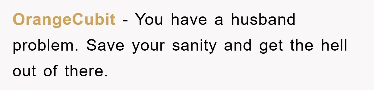 OrangeCubit − You have a husband problem. Save your sanity and get the hell out of there.