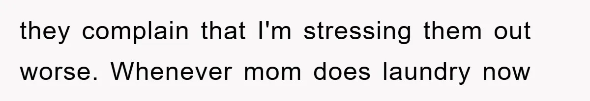they complain that I'm stressing them out worse. Whenever mom does laundry now