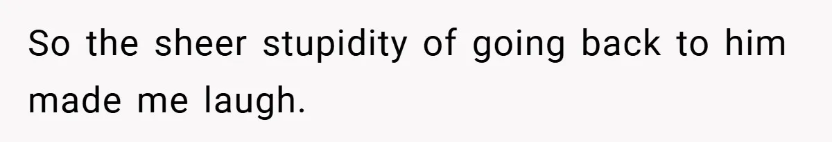 So the sheer stupidity of going back to him made me laugh.