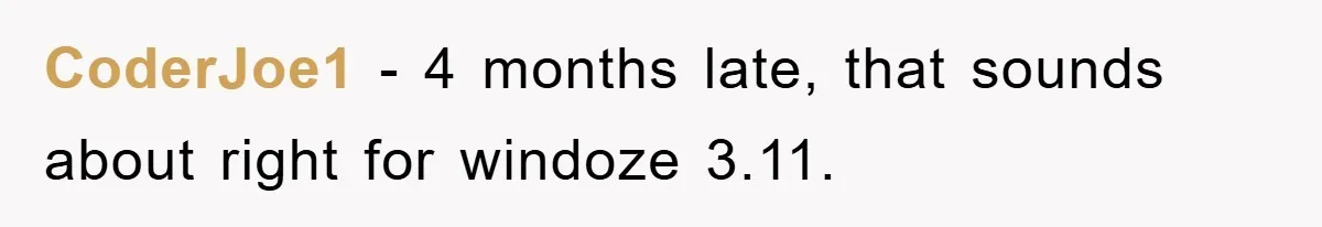 CoderJoe1 - 4 months late, that sounds about right for windoze 3.11.