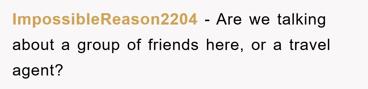 ImpossibleReason2204 − Are we talking about a group of friends here, or a travel agent?