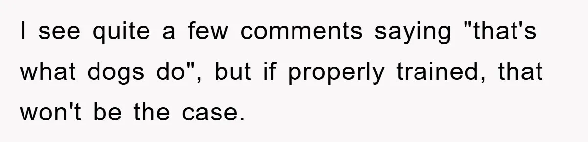 I see quite a few comments saying "that's what dogs do", but if properly trained, that won't be the case.