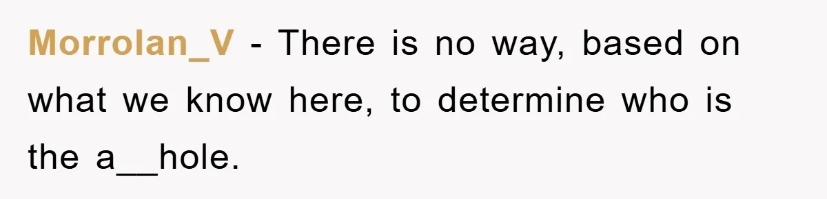 Morrolan_V − There is no way, based on what we know here, to determine who is the a__hole.