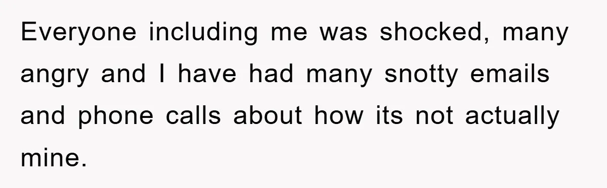 Everyone including me was shocked, many angry and I have had many snotty emails and phone calls about how its not actually mine.