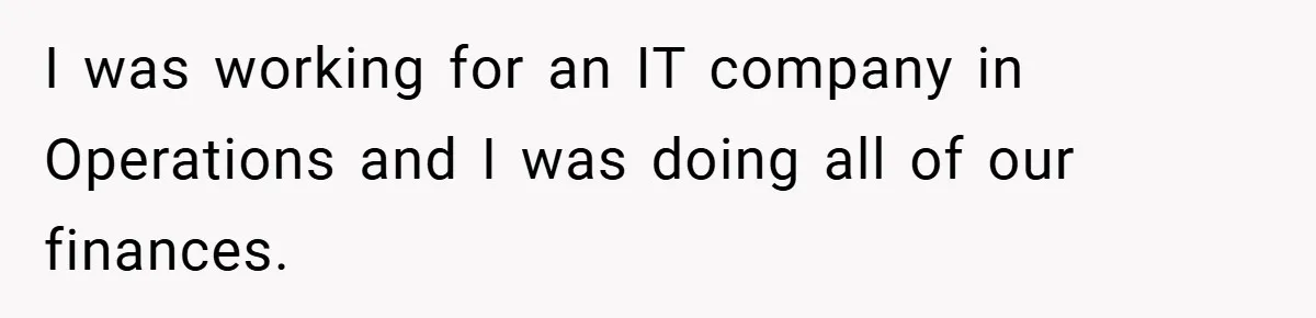 I was working for an IT company in Operations and I was doing all of our finances.