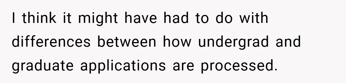 I think it might have had to do with differences between how undergrad and graduate applications are processed.