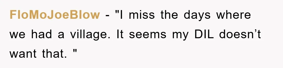 FloMoJoeBlow - "I miss the days where we had a village. It seems my DIL doesn’t want that. "