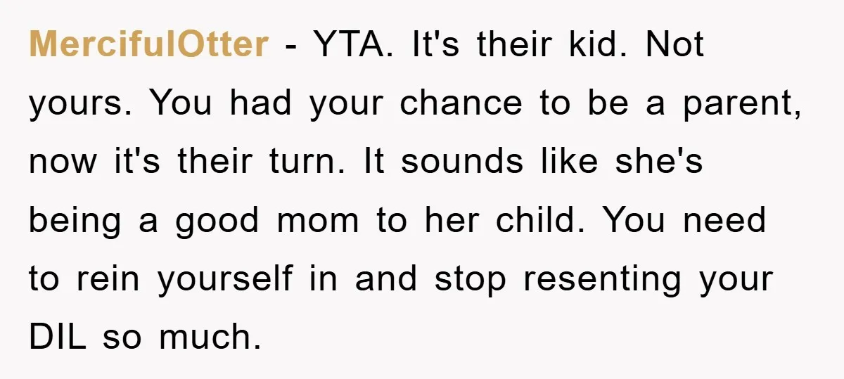 MercifulOtter - YTA. It's their kid. Not yours. You had your chance to be a parent, now it's their turn. It sounds like she's being a good mom to her...