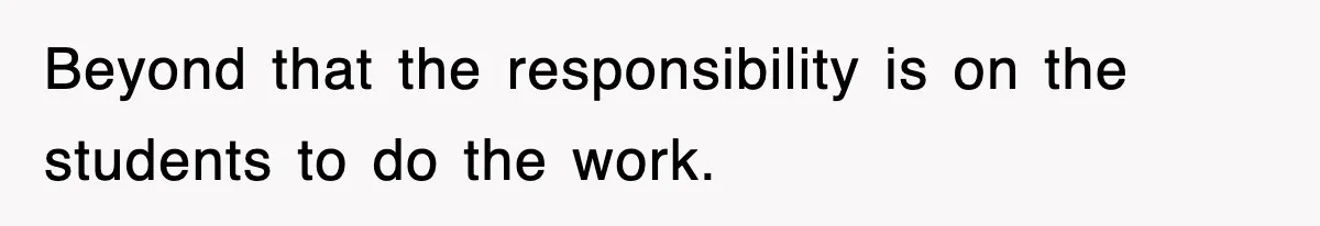 Beyond that the responsibility is on the students to do the work.