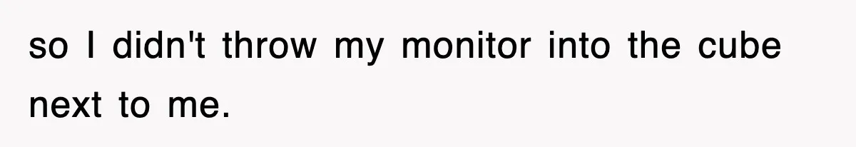 so I didn't throw my monitor into the cube next to me.